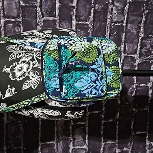 Vera Bradley Crossbody 8inx6in Teal,white,dark blue & green
